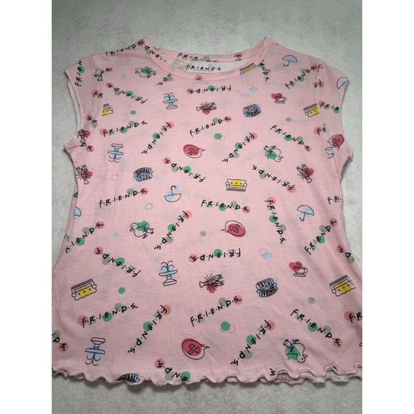 Sz Blockprints Other - FRIENDS TV Show Pink Top Girls Sz S 4-6 Retro 90s Style Central Perk Icons Tee